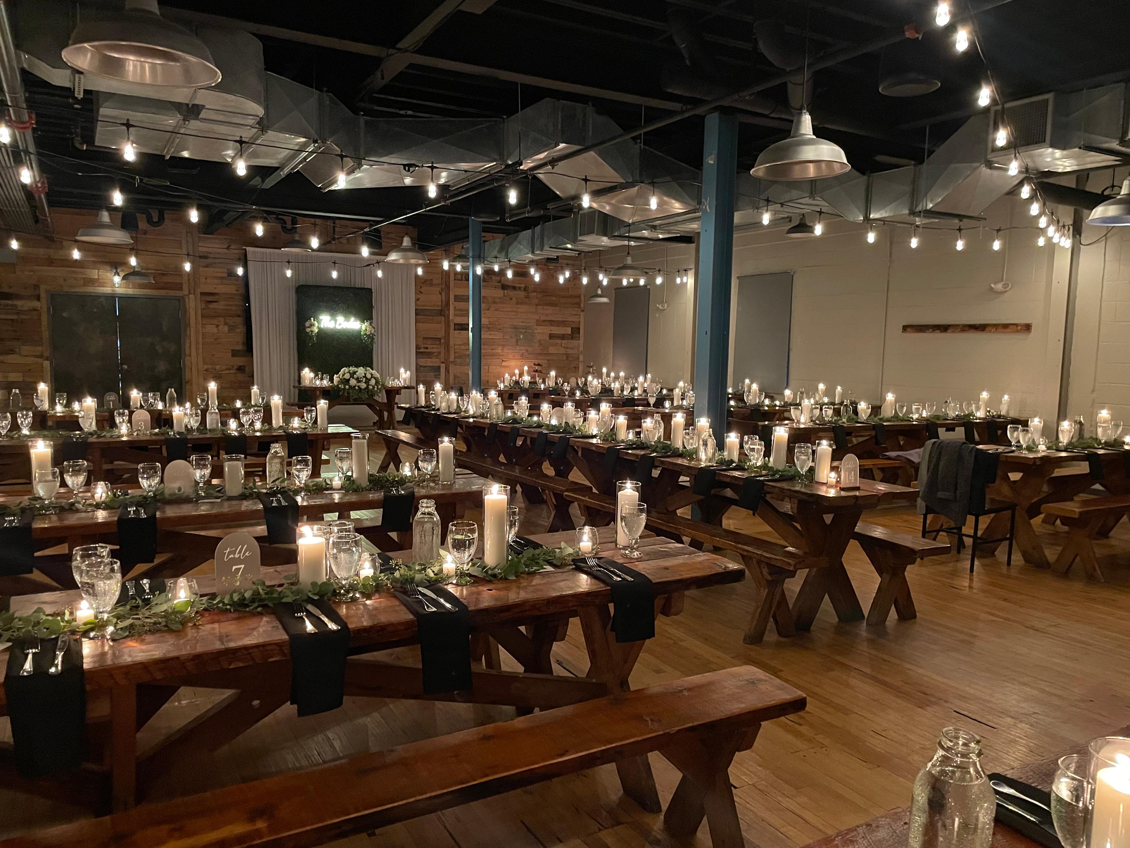Wedding reception in the Beer Hall at Beach Haus Brewery