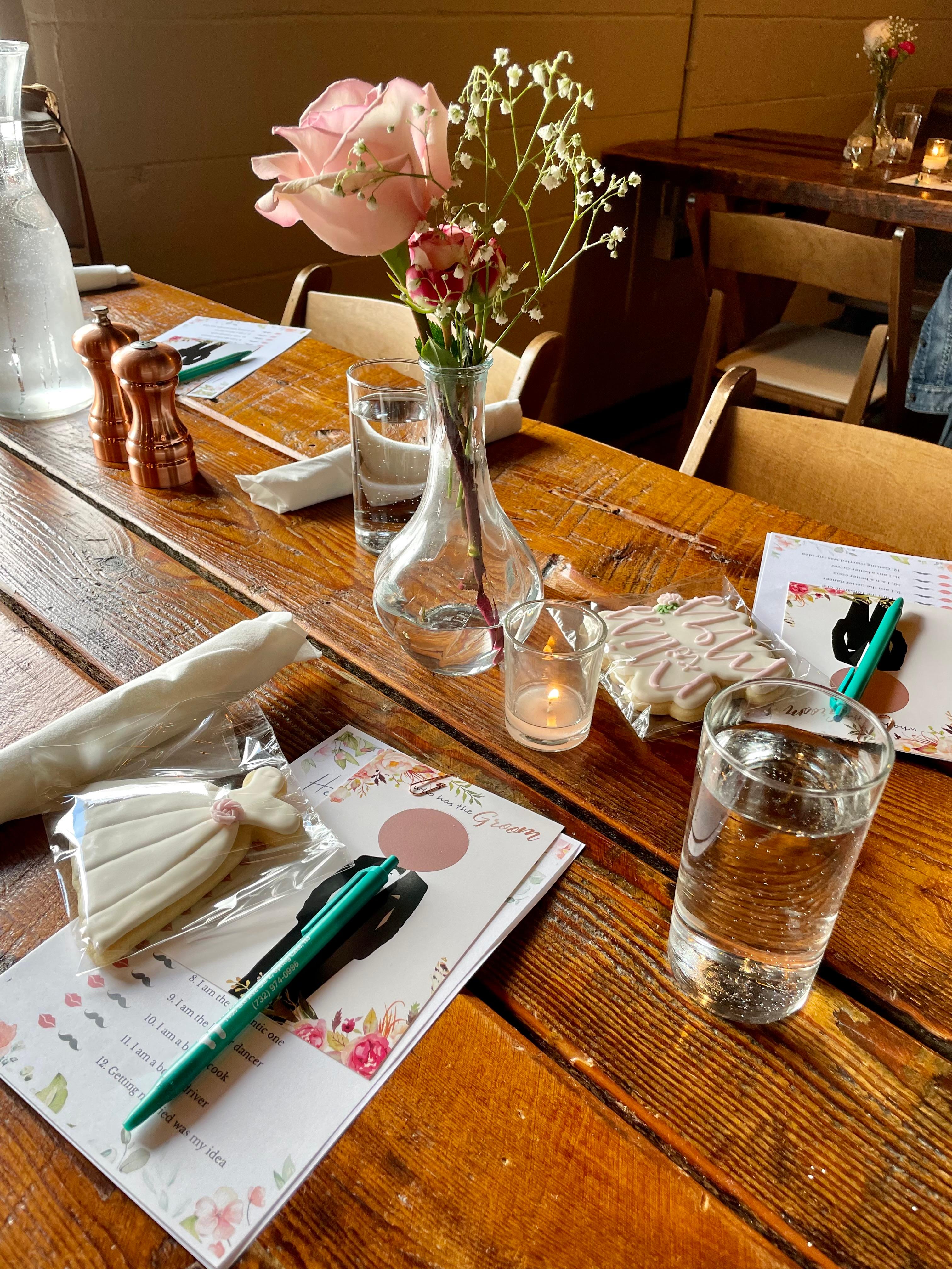 Bridal shower event setup in the Beer Hall at Beach Haus