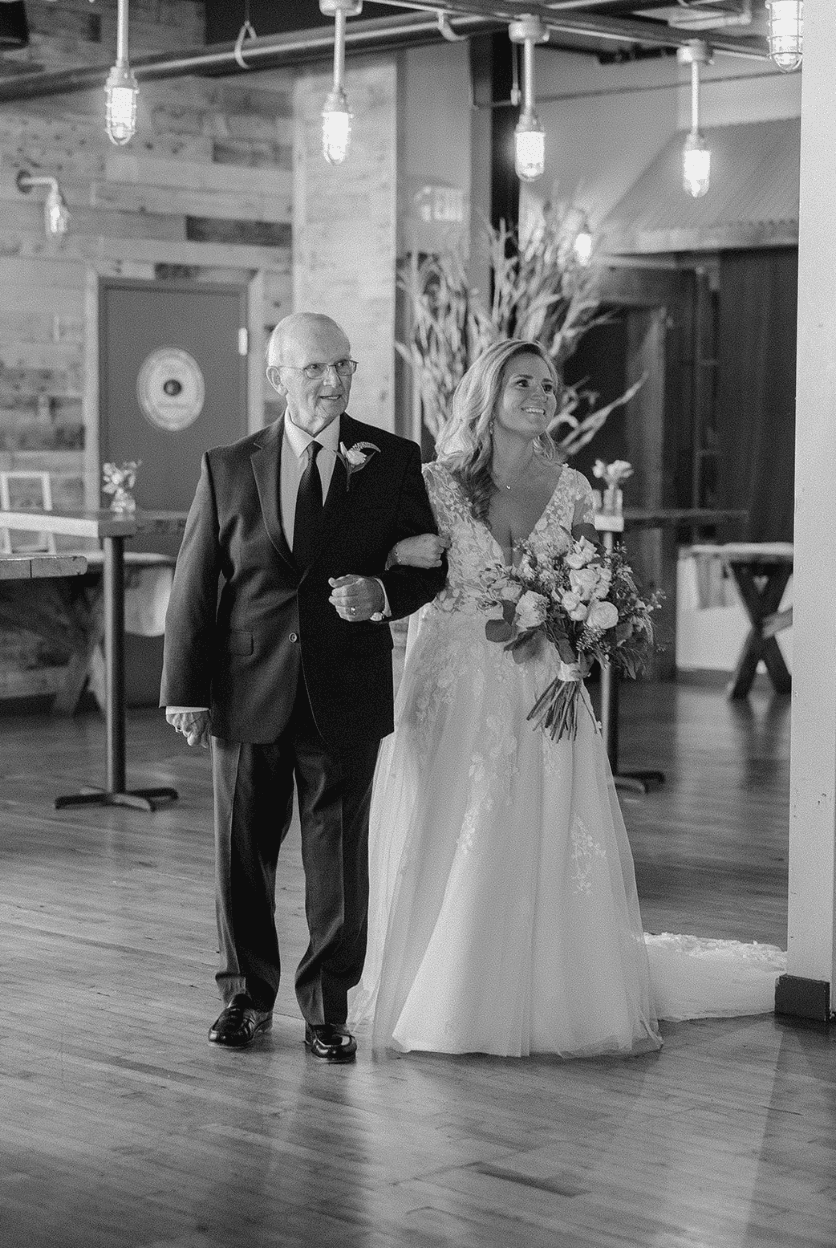 Romantic wedding ceremony lighting at Beach Haus